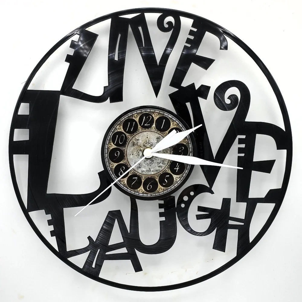 LIVE LOVE LAUGH vinyl record clock